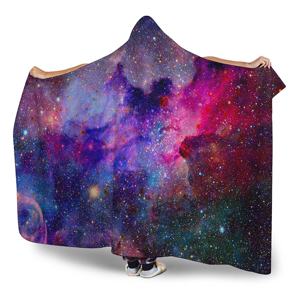 Colorful Nebula Galaxy Space Print Hooded Blanket