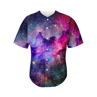 Colorful Nebula Galaxy Space Print Men's Baseball Jersey