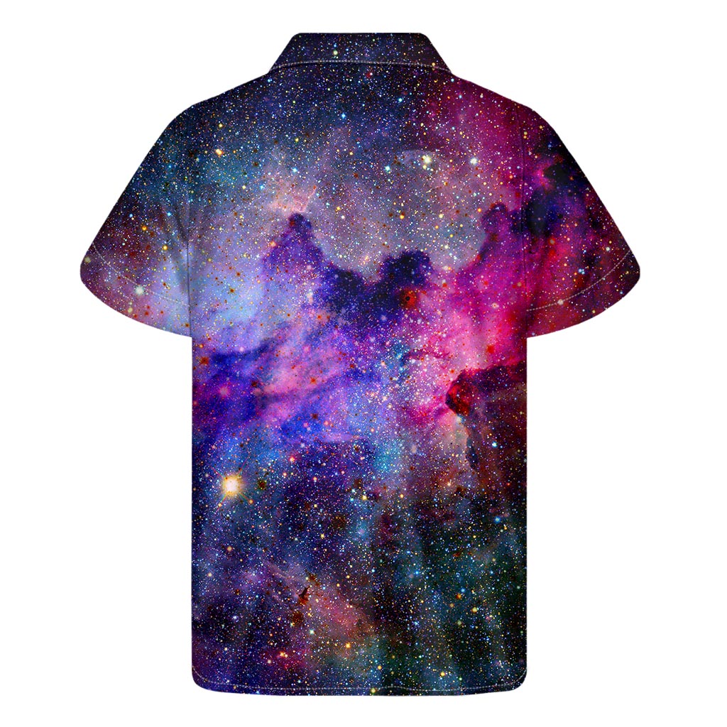 Colorful Nebula Galaxy Space Print Men's Short Sleeve Shirt
