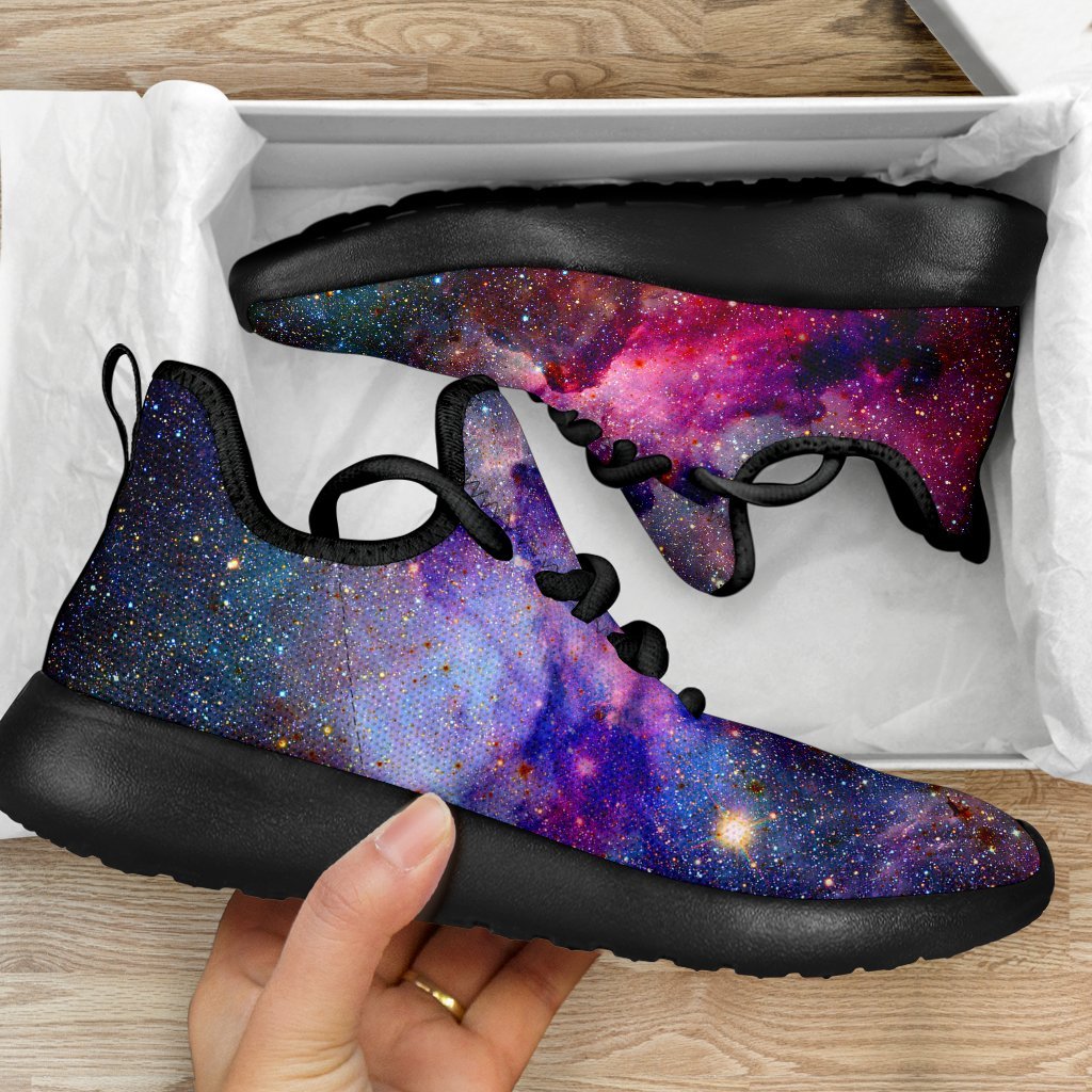 Colorful Nebula Galaxy Space Print Mesh Knit Shoes GearFrost
