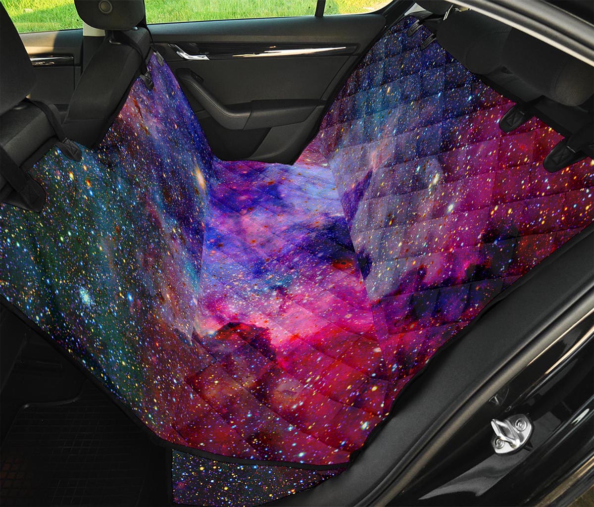 Colorful Nebula Galaxy Space Print Pet Car Back Seat Cover