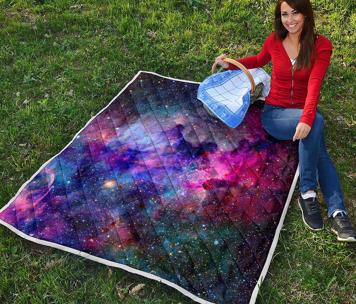 Colorful Nebula Galaxy Space Print Quilt