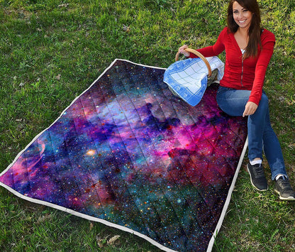 Colorful Nebula Galaxy Space Print Quilt