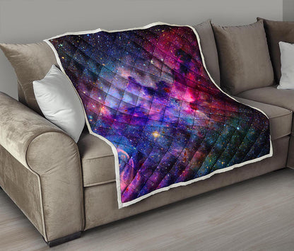 Colorful Nebula Galaxy Space Print Quilt