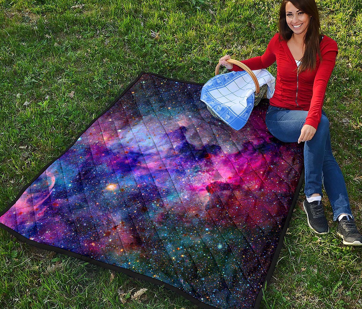 Colorful Nebula Galaxy Space Print Quilt