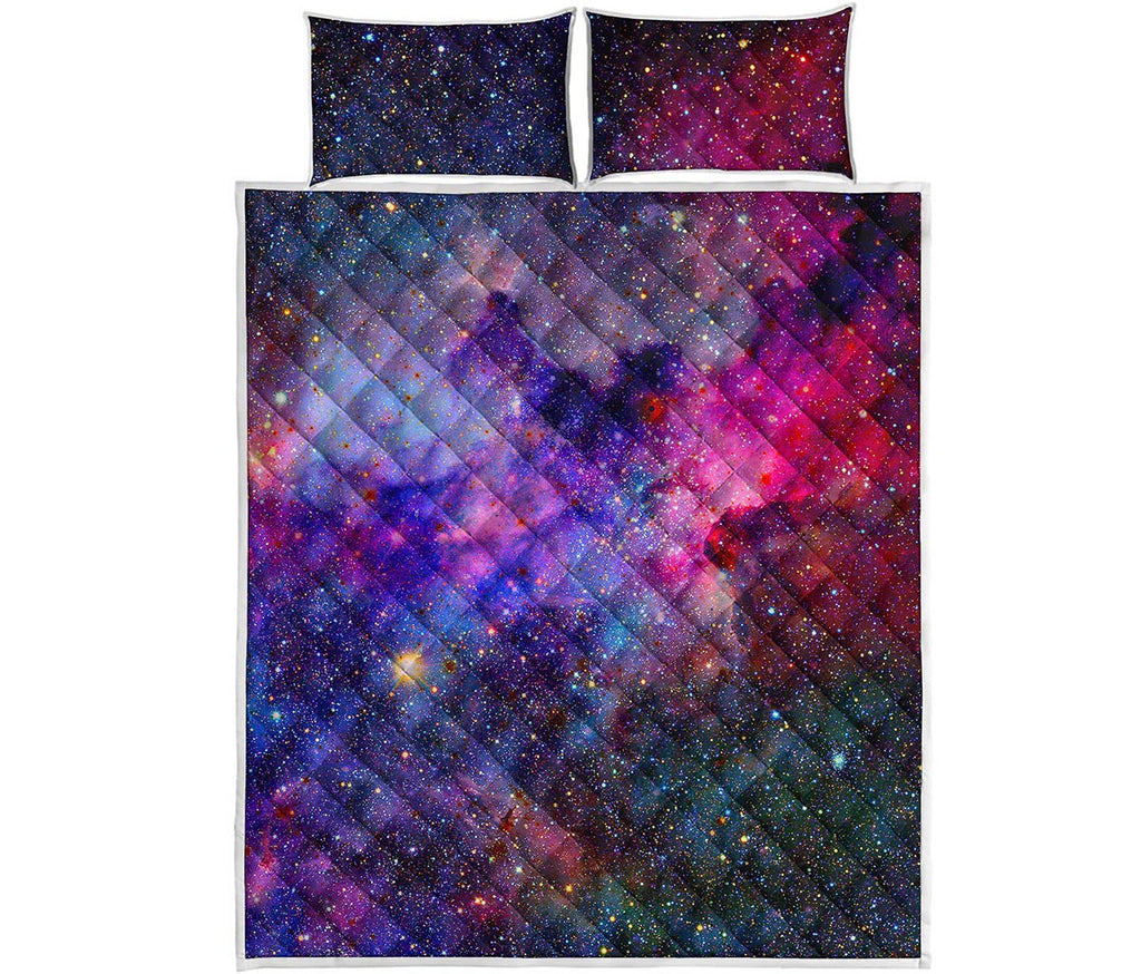 Colorful Nebula Galaxy Space Print Quilt Bed Set