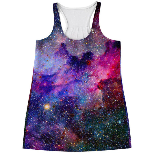 Colorful Nebula Galaxy Space Print Women's Racerback Tank Top