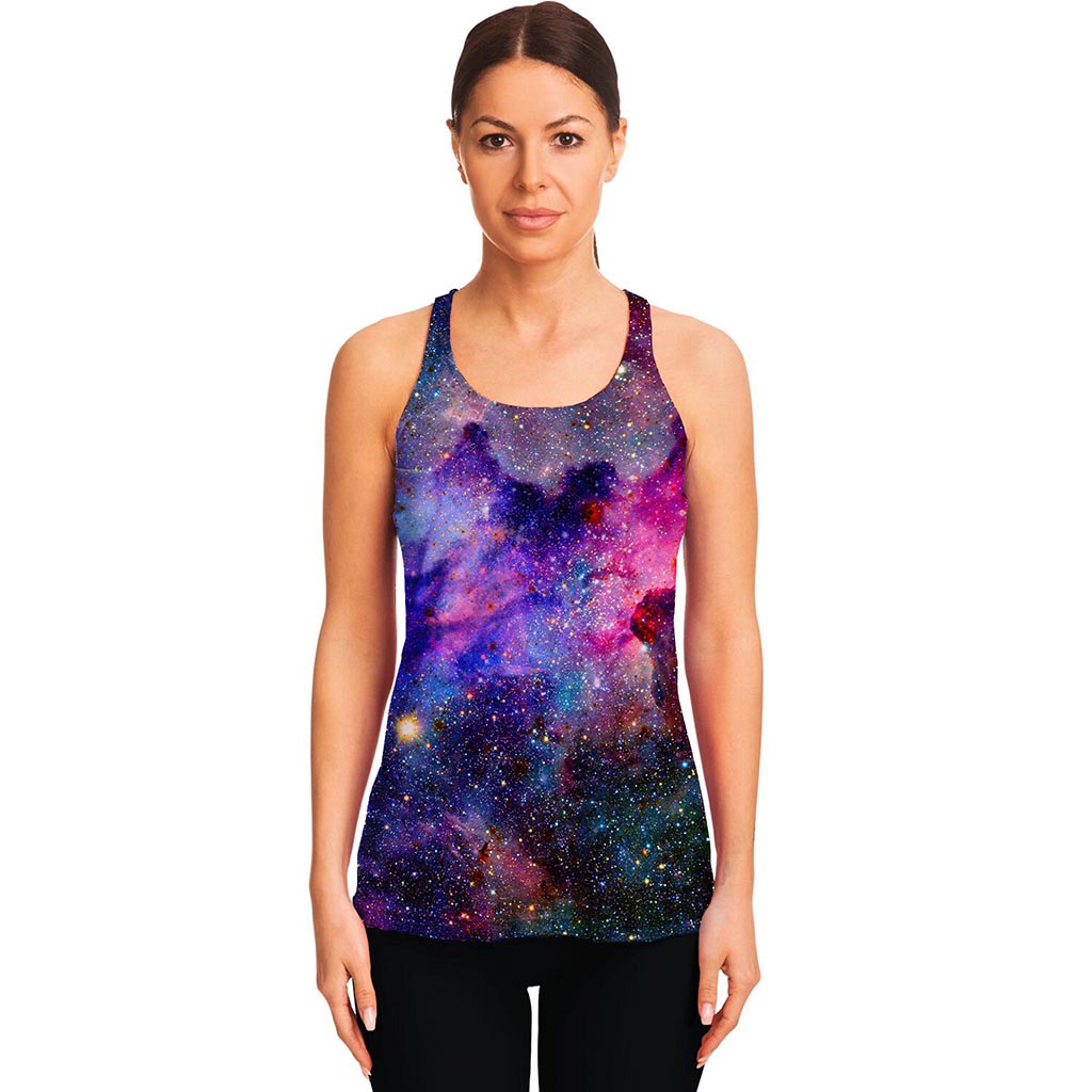 Colorful Nebula Galaxy Space Print Women's Racerback Tank Top