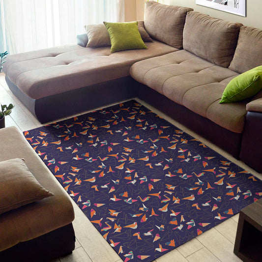 Colorful Origami Bird Pattern Print Area Rug