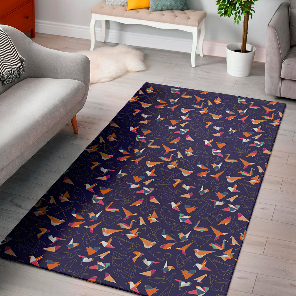 Colorful Origami Bird Pattern Print Area Rug