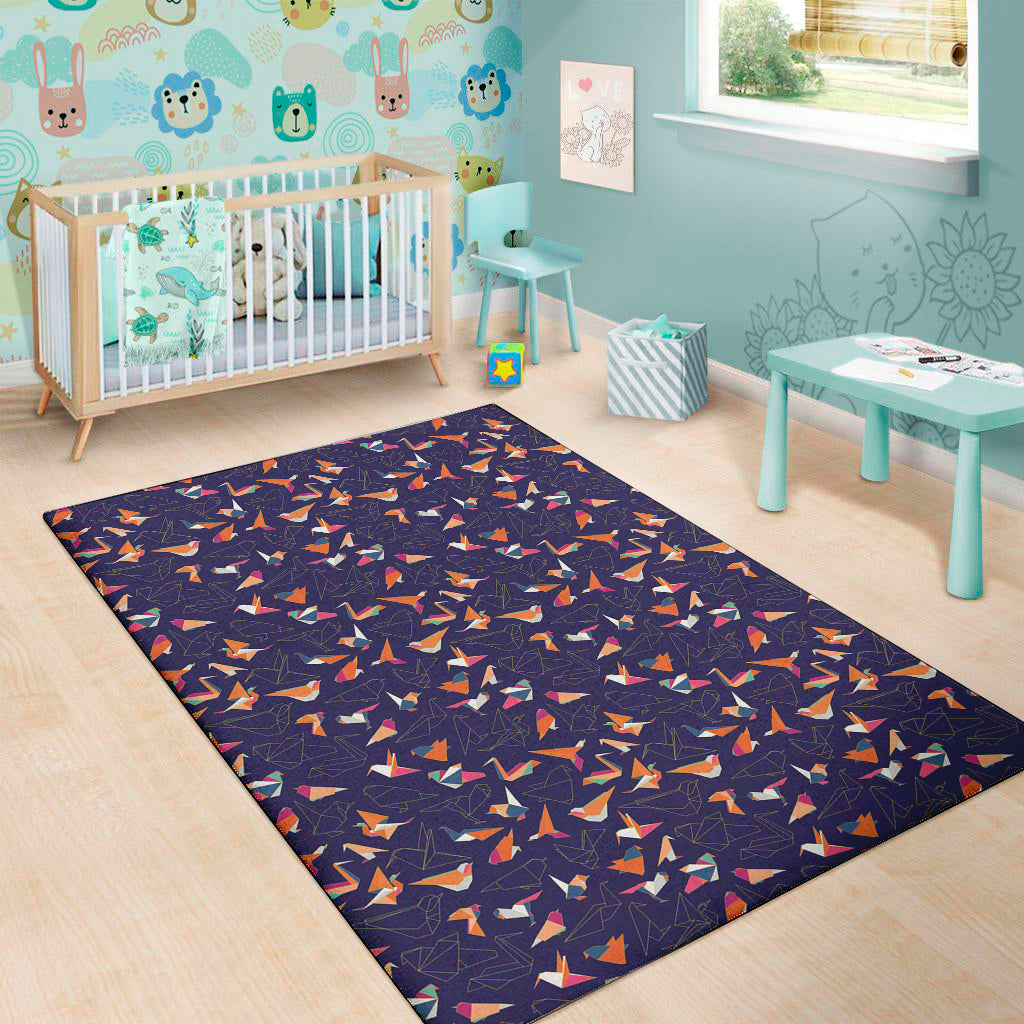 Colorful Origami Bird Pattern Print Area Rug