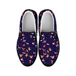 Colorful Origami Bird Pattern Print Black Slip On Shoes