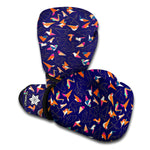Colorful Origami Bird Pattern Print Boxing Gloves