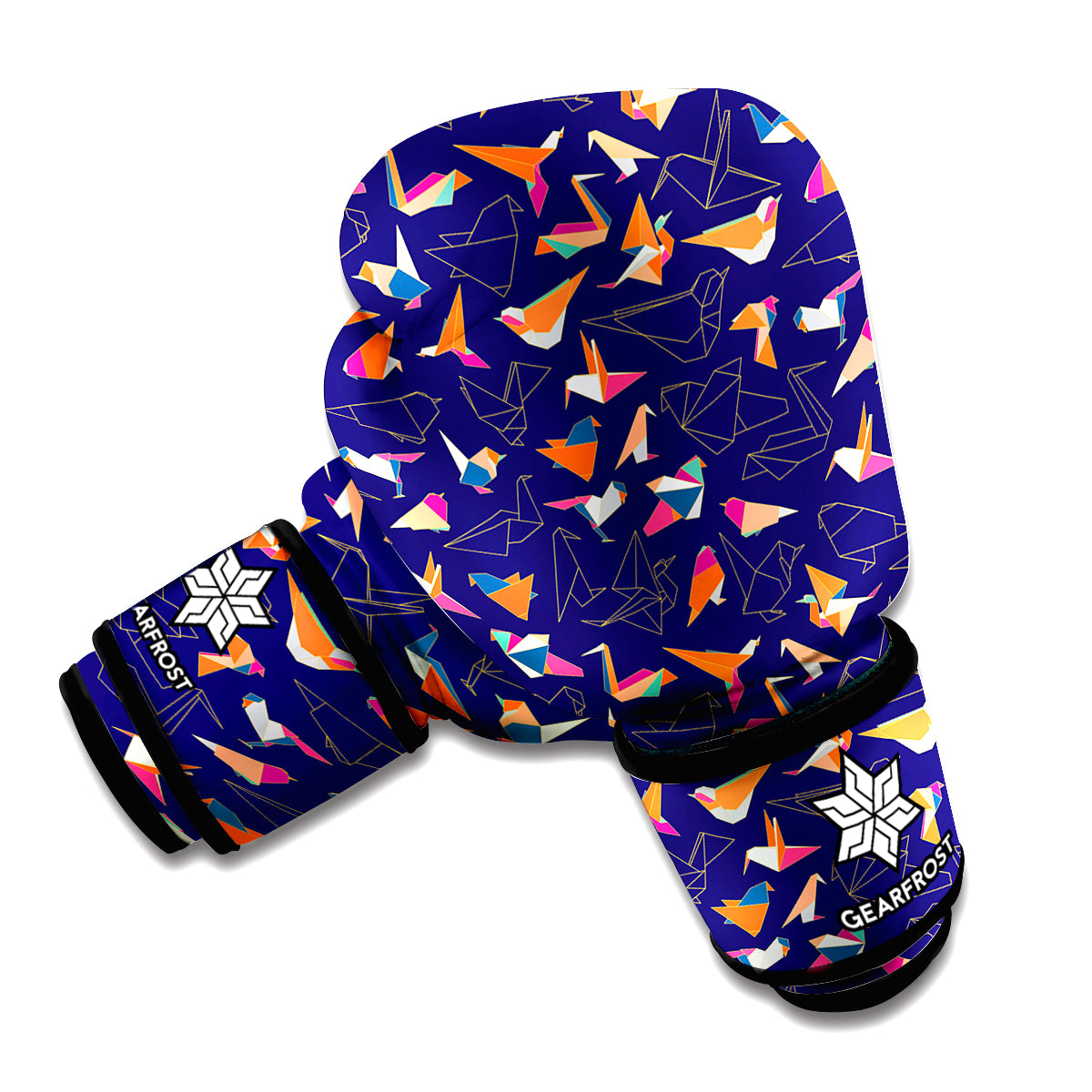 Colorful Origami Bird Pattern Print Boxing Gloves