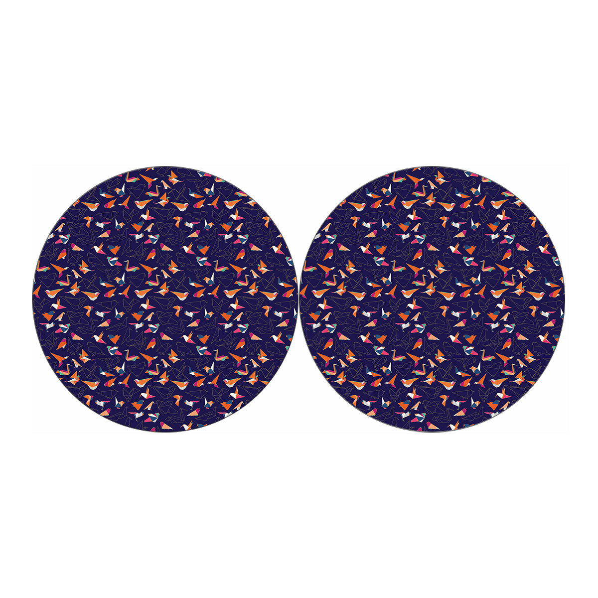 Colorful Origami Bird Pattern Print Car Coasters
