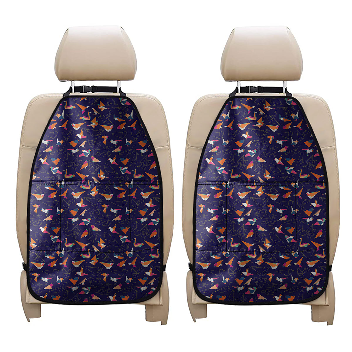 Colorful Origami Bird Pattern Print Car Seat Organizers