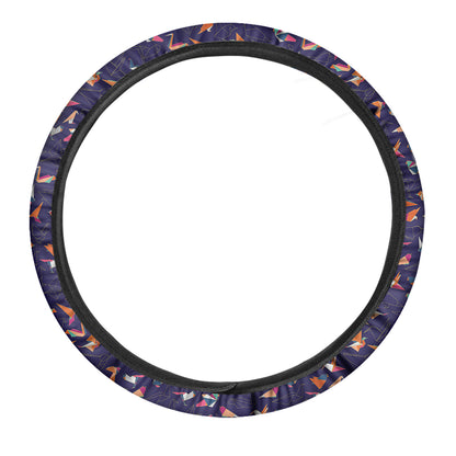 Colorful Origami Bird Pattern Print Car Steering Wheel Cover