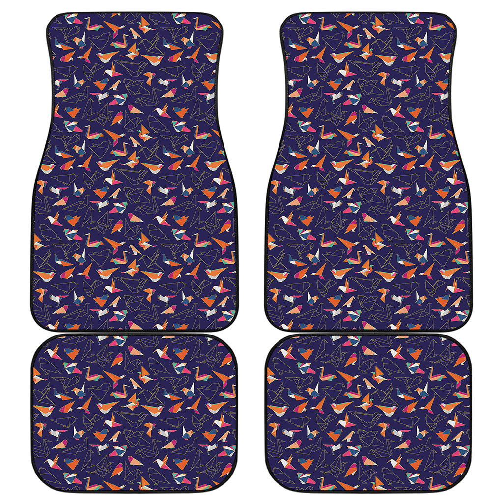 Colorful Origami Bird Pattern Print Front and Back Car Floor Mats