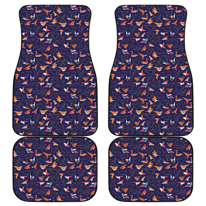 Colorful Origami Bird Pattern Print Front and Back Car Floor Mats