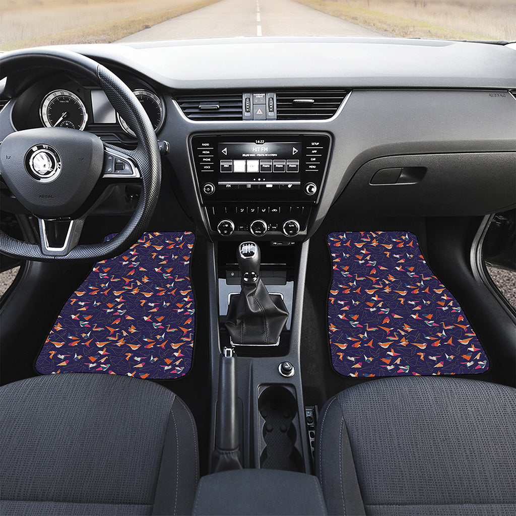 Colorful Origami Bird Pattern Print Front and Back Car Floor Mats