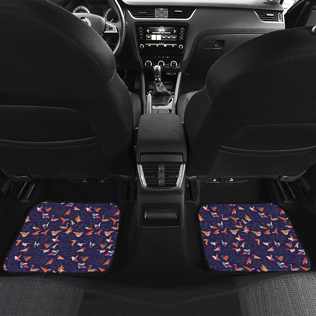 Colorful Origami Bird Pattern Print Front and Back Car Floor Mats