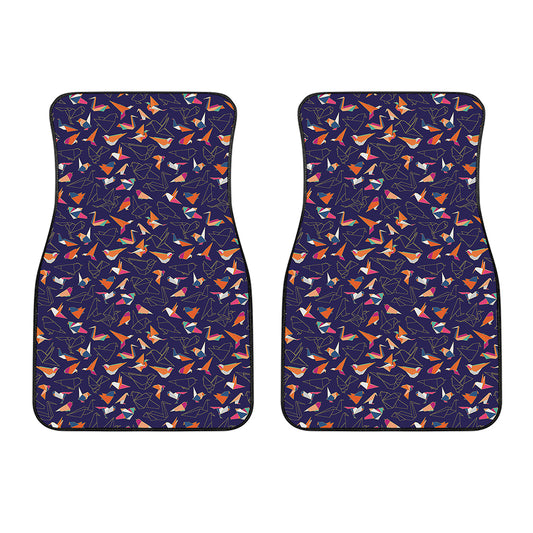 Colorful Origami Bird Pattern Print Front Car Floor Mats