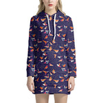 Colorful Origami Bird Pattern Print Hoodie Dress