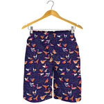 Colorful Origami Bird Pattern Print Men's Shorts
