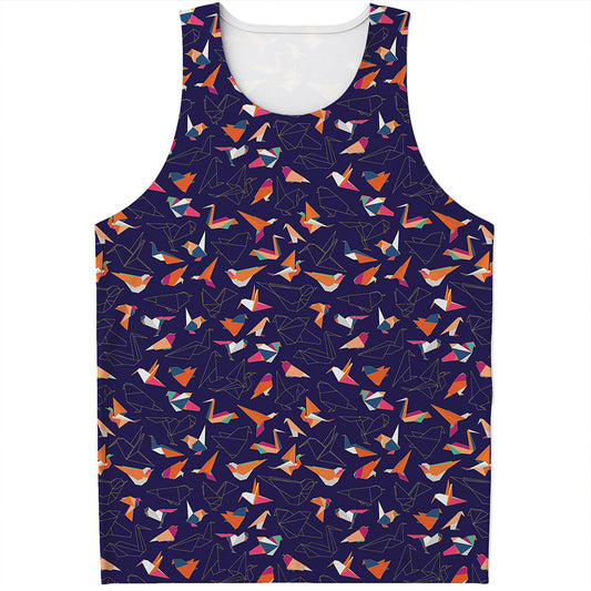 Colorful Origami Bird Pattern Print Men's Tank Top