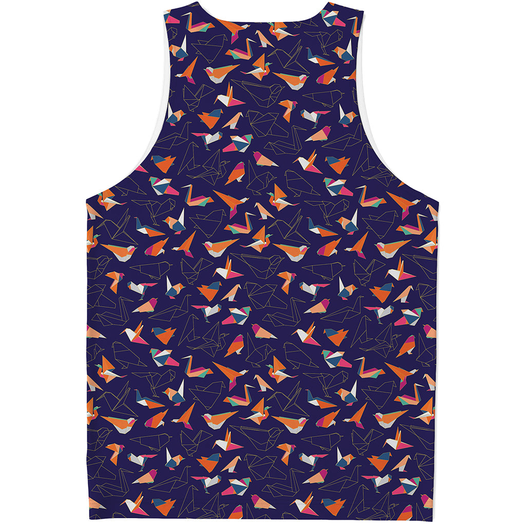 Colorful Origami Bird Pattern Print Men's Tank Top