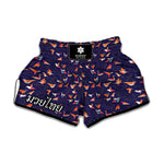Colorful Origami Bird Pattern Print Muay Thai Boxing Shorts