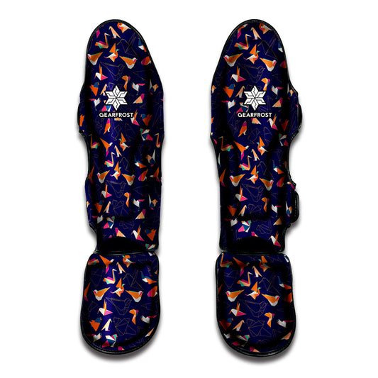 Colorful Origami Bird Pattern Print Muay Thai Shin Guard