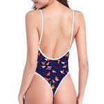 Colorful Origami Bird Pattern Print One Piece High Cut Swimsuit