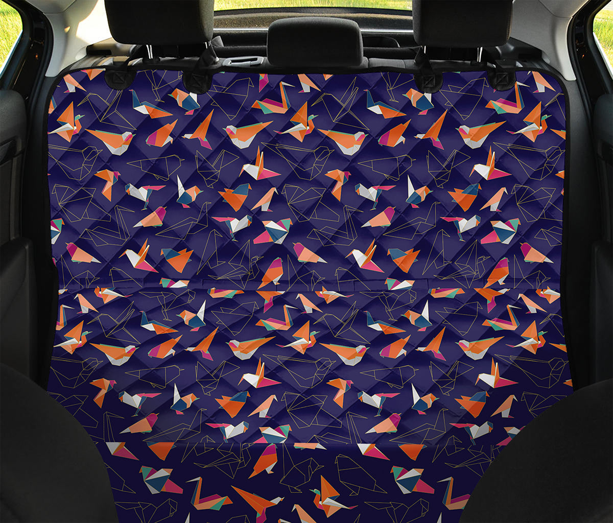 Colorful Origami Bird Pattern Print Pet Car Back Seat Cover