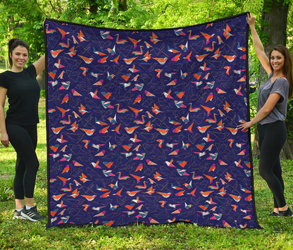 Colorful Origami Bird Pattern Print Quilt