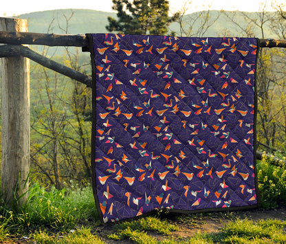 Colorful Origami Bird Pattern Print Quilt
