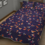 Colorful Origami Bird Pattern Print Quilt Bed Set