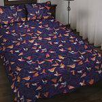 Colorful Origami Bird Pattern Print Quilt Bed Set