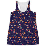 Colorful Origami Bird Pattern Print Women's Racerback Tank Top