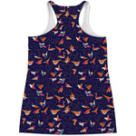 Colorful Origami Bird Pattern Print Women's Racerback Tank Top