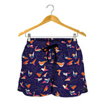 Colorful Origami Bird Pattern Print Women's Shorts