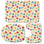 Colorful Origami Crane Pattern Print 3 Piece Bath Mat Set