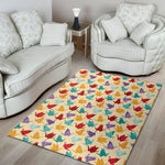 Colorful Origami Crane Pattern Print Area Rug