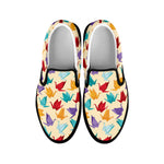 Colorful Origami Crane Pattern Print Black Slip On Shoes