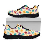 Colorful Origami Crane Pattern Print Black Sneakers
