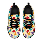 Colorful Origami Crane Pattern Print Black Sneakers