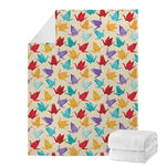 Colorful Origami Crane Pattern Print Blanket