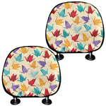 Colorful Origami Crane Pattern Print Car Headrest Covers