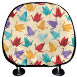 Colorful Origami Crane Pattern Print Car Headrest Covers