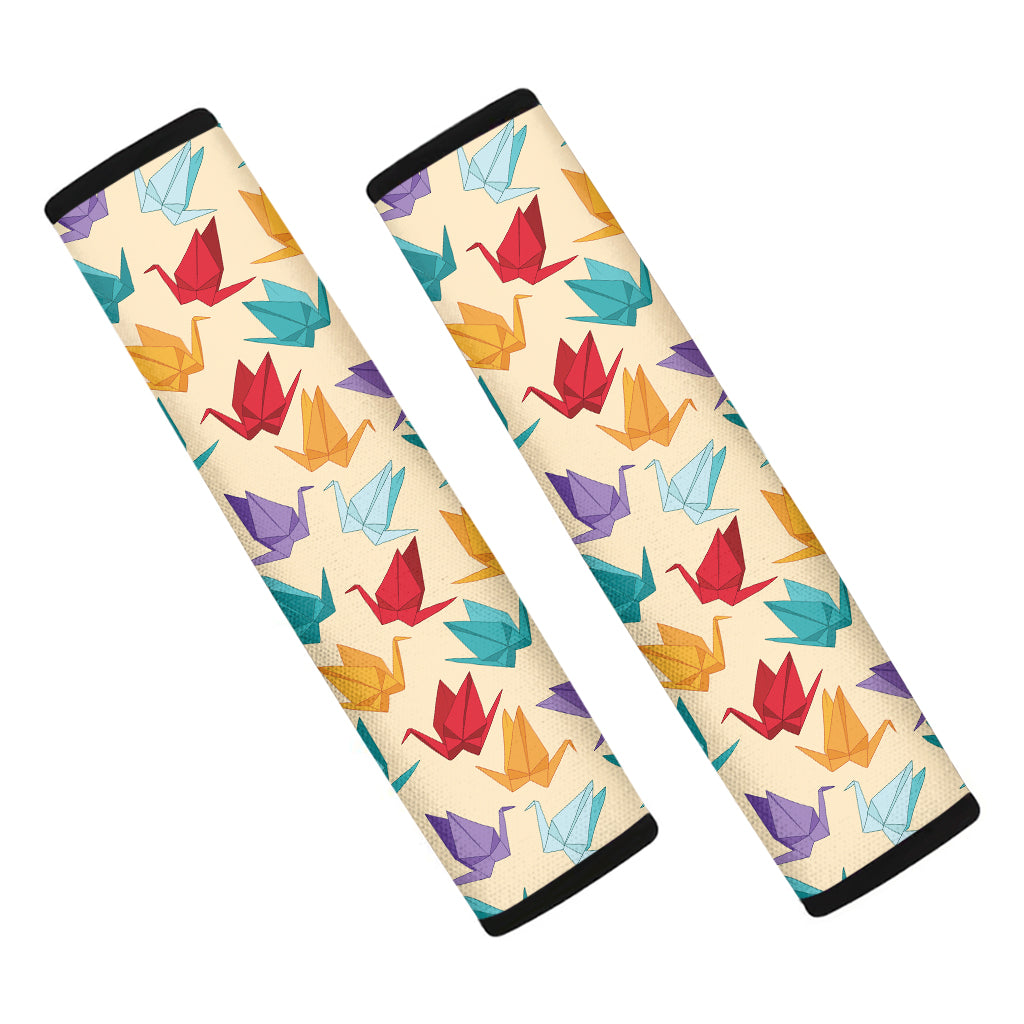 Colorful Origami Crane Pattern Print Car Seat Belt Covers